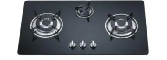 Tempered Glass 3-Burner Built-in Gas Stove With Safety Shut-off And Dual Gas Compatibility