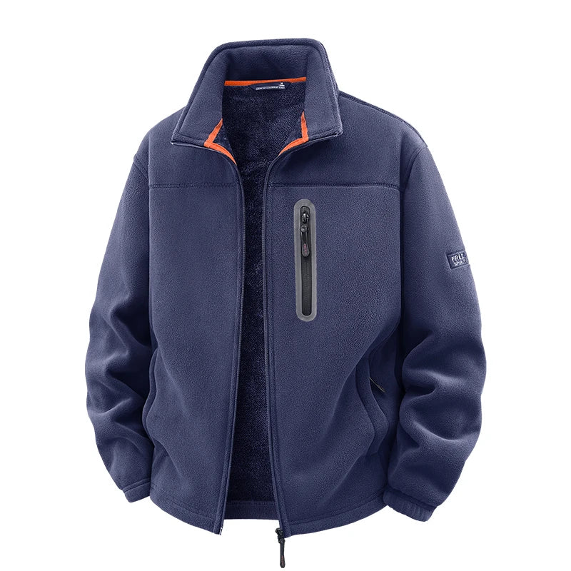 New Outerwear Men's Fleece Jacket Sweatshirts Male Thick Fleece and Windproof Sweatshirts Men Stand Up Collar Zipper Jacket Coat