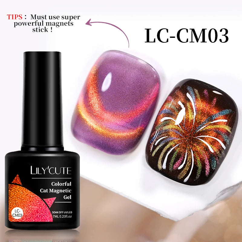 LILYCUTE 7ml Gold Coffee Cat Magnetic Gel Nail Polish Autumn Winter Nails Ultra Shine Moonlight Semi Permanent UV Gel Soak Off
