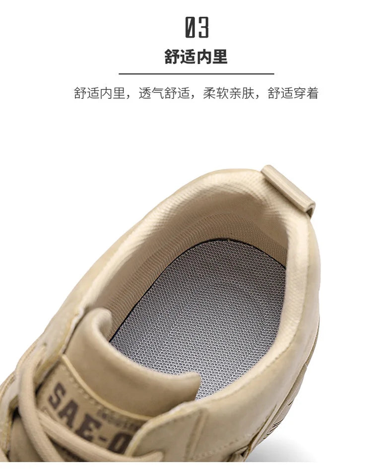 Men's Shoes New Fashion Breathable Non-slip Wear-resistant Outdoor Casual Mid-Top Lace-Up Sneakers