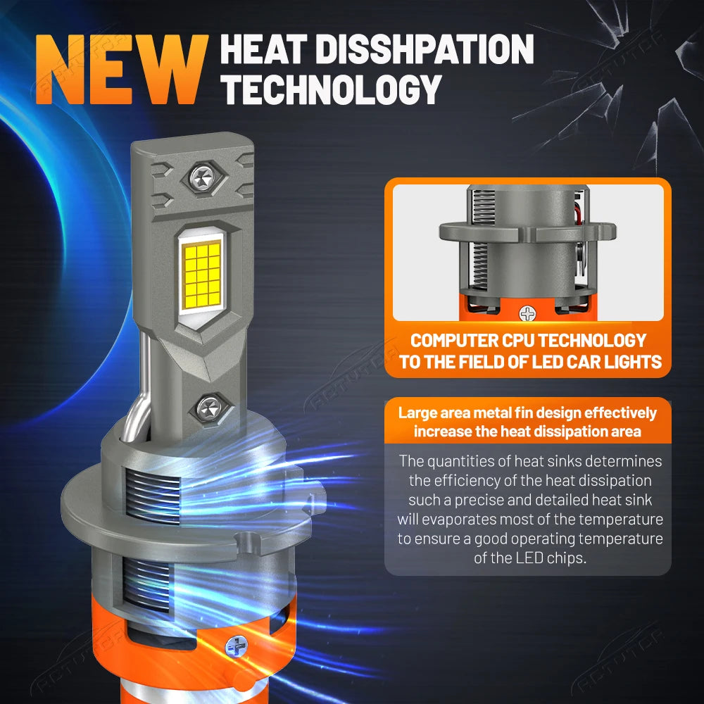 D2S D4S Led Car Headlights Bulb D2R D4R LED Car Light High Power 5200W 1:1 Plug and Play 9980 CSP Chip Turbo Lamp 6500K White