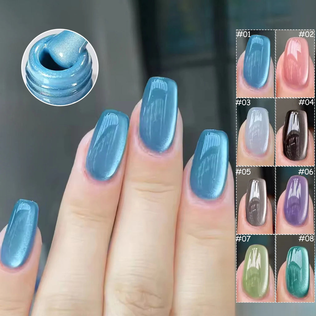 1-12pcs WS Summer Nails White Pink Blue Black Glass Bead Magnetic Gel Nail Polish Semi Permanent UV Soak Off Nail Art Decoration