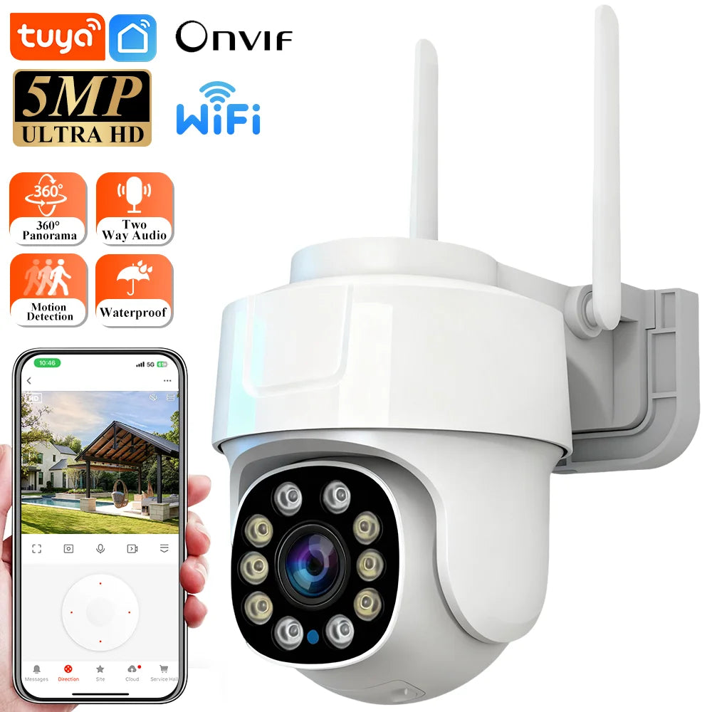 Tuya Smart Life 5MP Outdoor Waterproof Home Security Auto Tracking AI Human Detection Camera WIFI Network Surveillance Camera