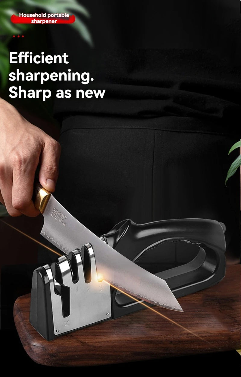 Multifunctional Kitchen Knife Sharpener 4 Segments Portable with Non-slip Base Household Essential Gadgets for Sharpening Knives