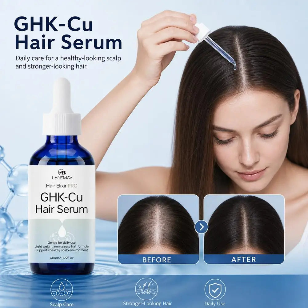 60ml GHK Cu Copper Peptide Hair Serum Hair Deep Nourishment Fast Absorbing Moisturizing Strengthen Roots Non Greasy