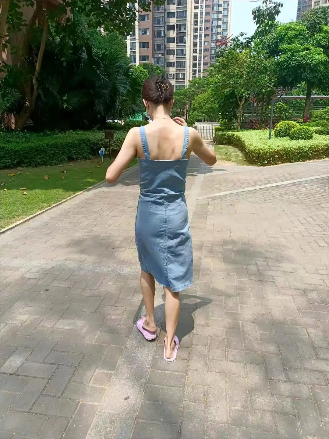 Denim Dress Sexy Style New Arrival Ins Strap Waist Single Breasted Stitching Female Bodycon Midi Dresses Female Vestidos