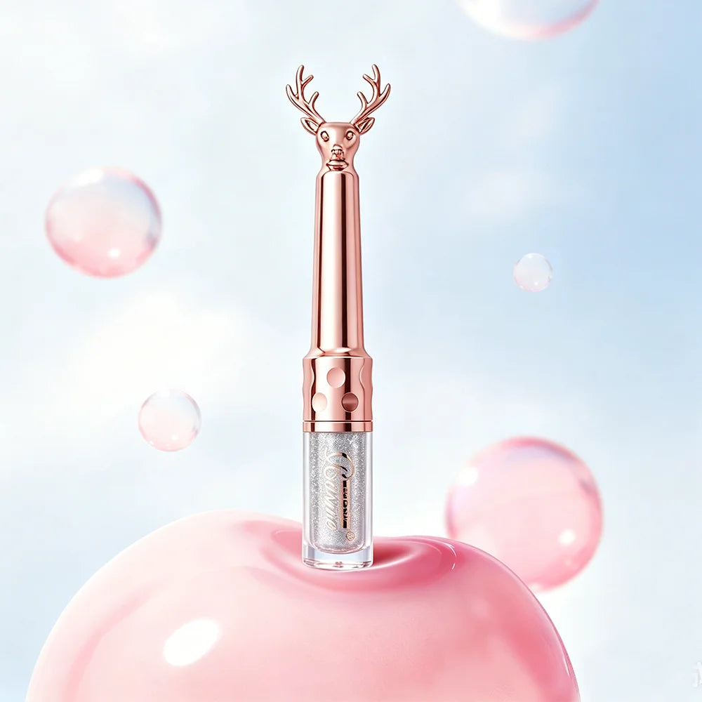 CHOOSE RASME Deer Antlers Fine Shining Lip Gloss, Gilded Gold Silver Shining Glass Lip Stack Coating, Brightening Dudu Lip Oil