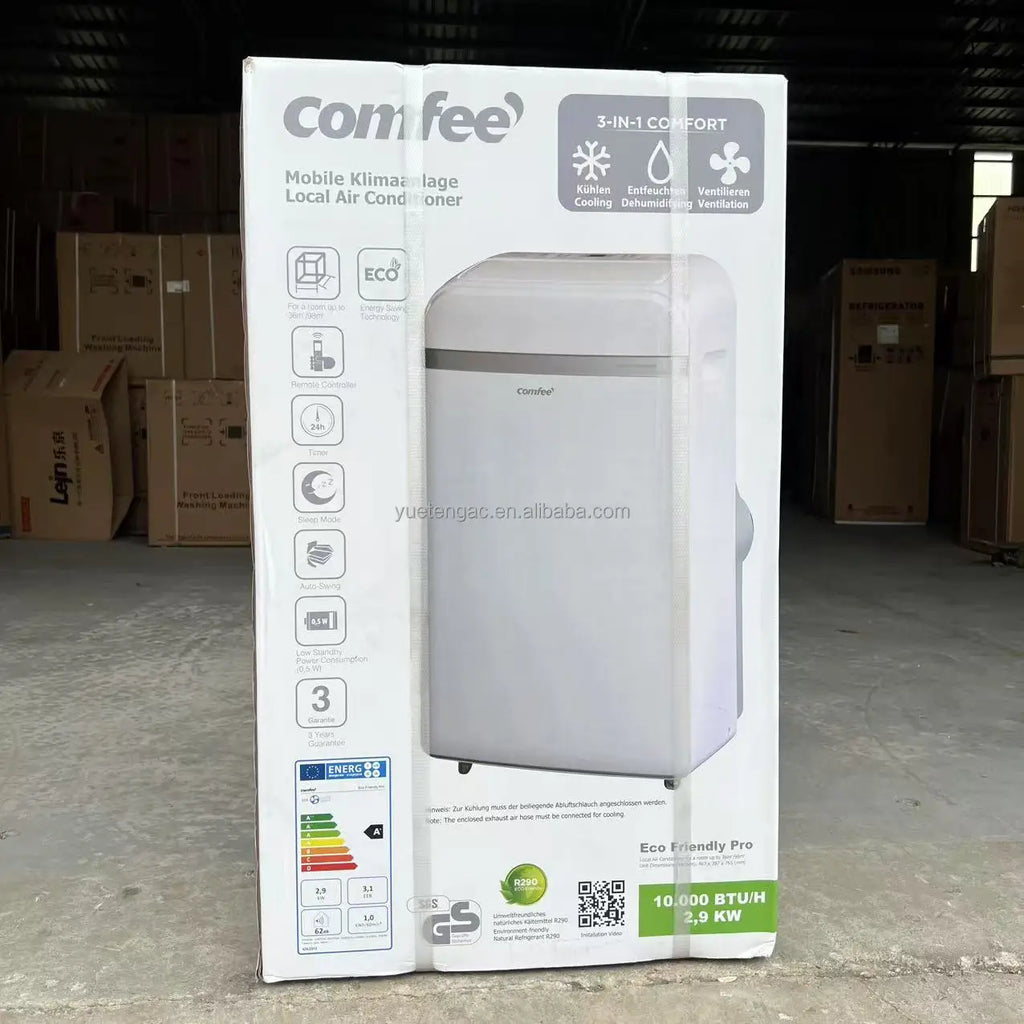 10000 BTU 1.2P Portable Air Conditioner Cooling Only EU Standard ECO 0.5W Standby Remote Control AC Unit for Home Office Pro