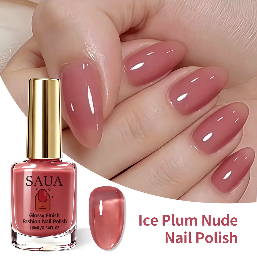 10ml Semi-Transparent 'Iced Bayberry' Colored Nail Polish; Quick-Drying (No Lamp Required), Strengthens Nails, Enhances Shine