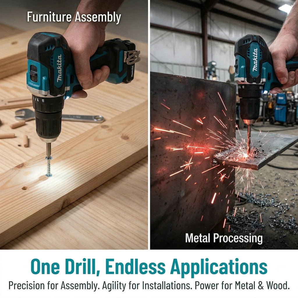Makita Original DDF487 18V LXT Brushless Drill Driver, Multifunctional Rechargeable Screwdriver for Wood Metal Drilling Tasks