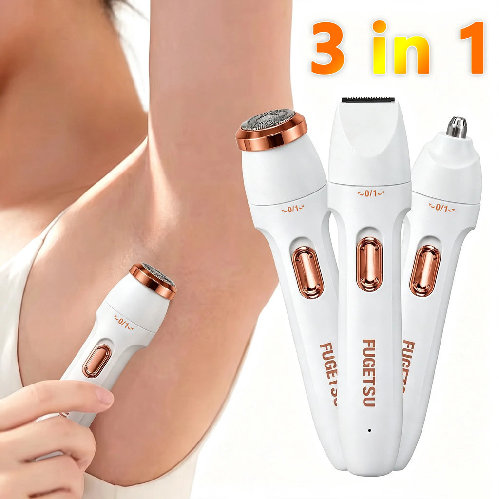 2026 New Ladies 3 in 1 Electric Hair Removal Set Portable Multi Head Shaver Painless for Face Legs Underarm Bikini
