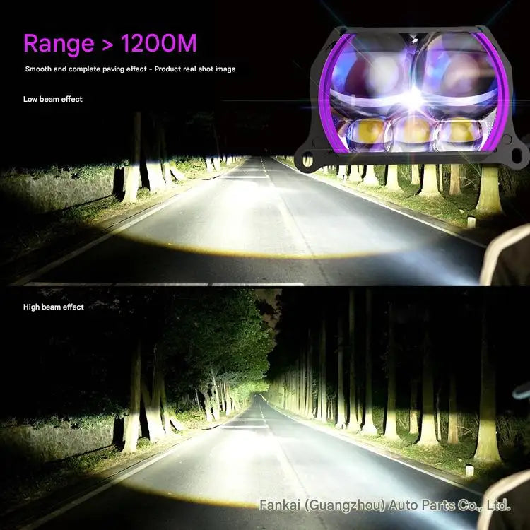 New 3 Inch Square Bi LED Projector Headlight with Halo Five Lens 4 Low 10 High Laser Dual Fan Cooling Car LED Headlamp Retrofit