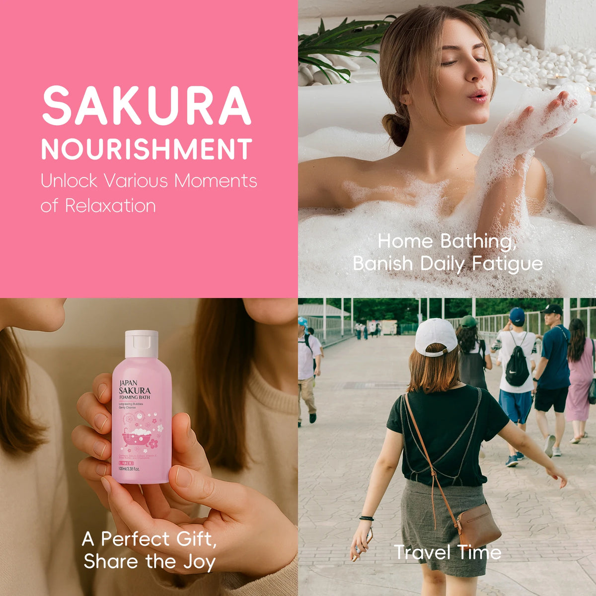 LAIKOU Sakura Foaming Bath Gentle Cleanse Soft Smooth 100ml Japan Bathing Product