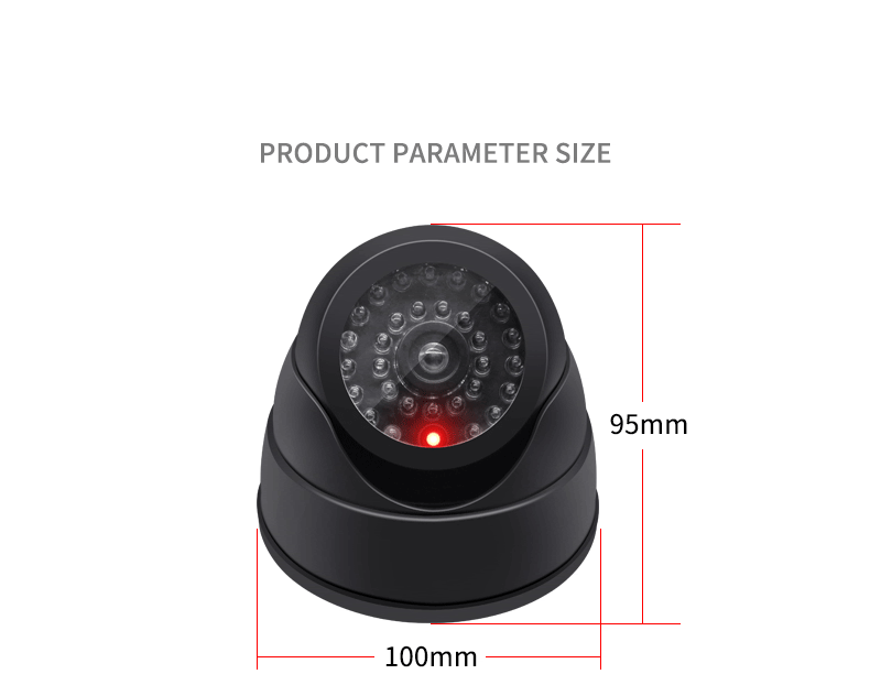 Creative Black Plastic Dome CCTV Dummy Camera Flashing Led Fake Camera Power Via AA Battery Surveillance Security System