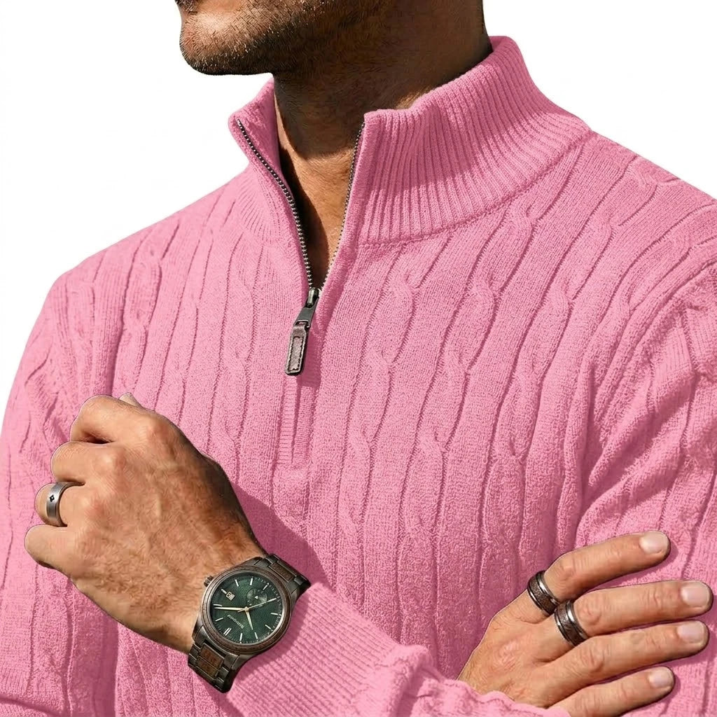 New Men's Cable Knit Half Zip Sweater Jacket Casual Long Sleeve Knitted Pullover Autumn Winter Warm Cardigan Outerwear Coats