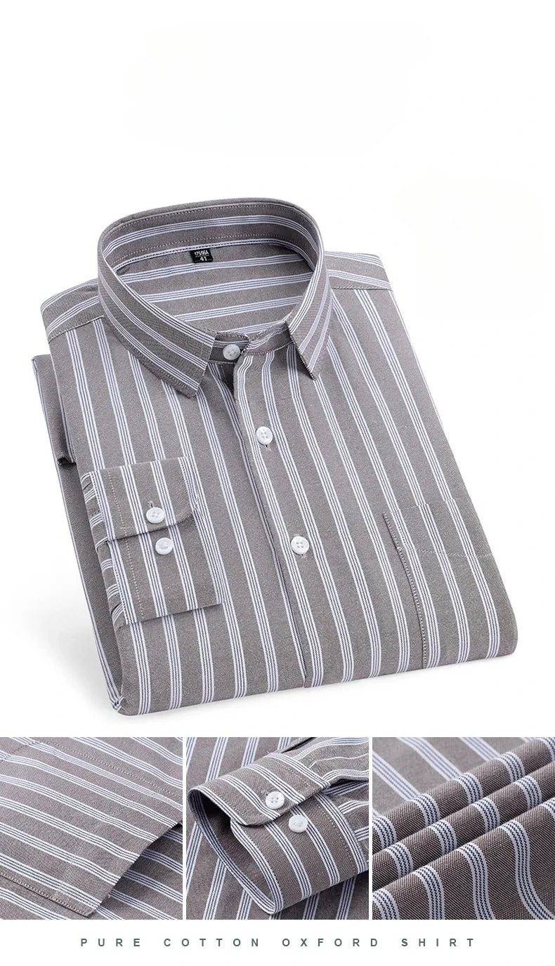 New in shirt over size long-sleeve shirts for men slim fit formal plain shirt soft comfortable striped plaid office full clothes
