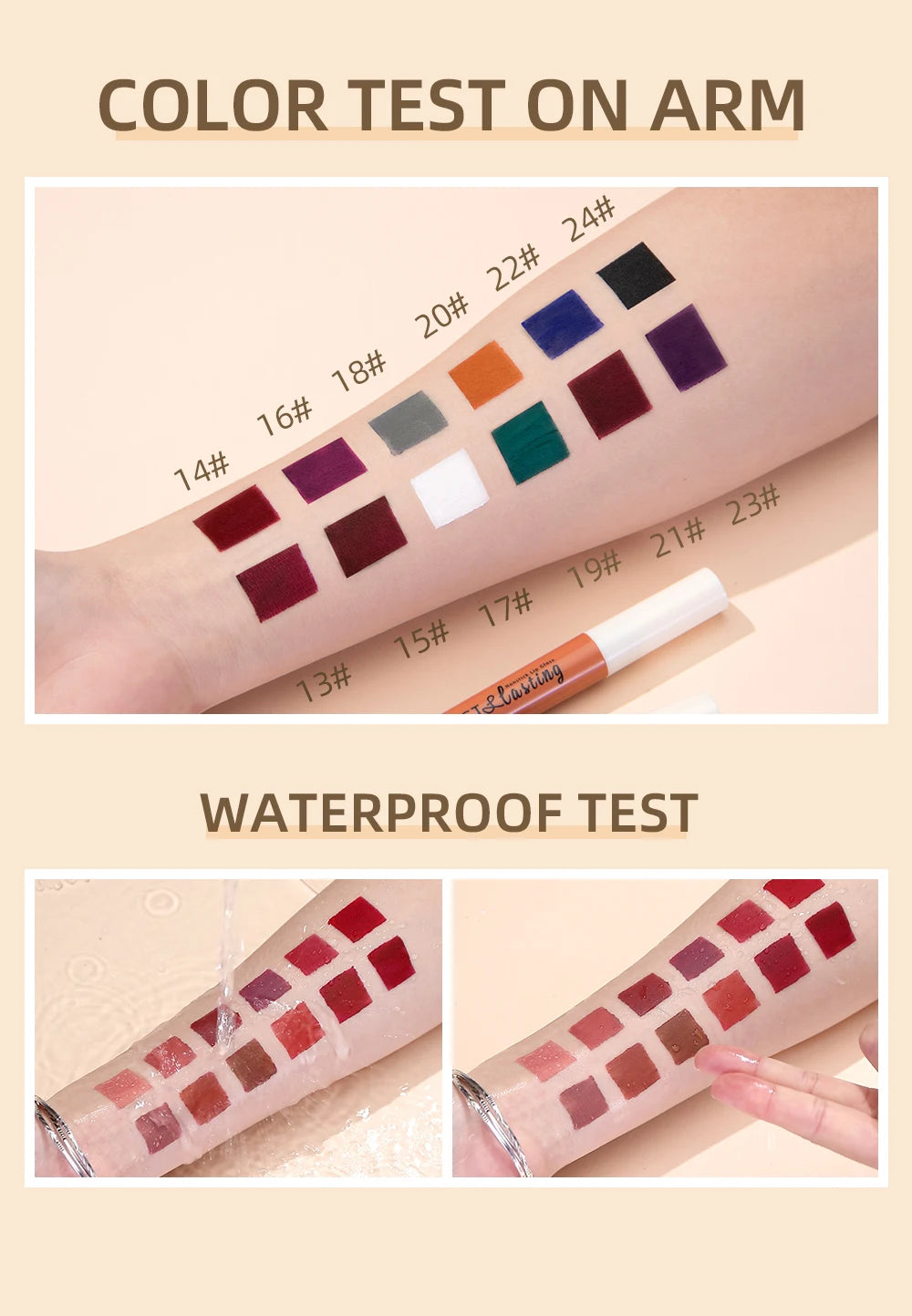 QIBEST Sexy Red Lip Gloss Long Lasting Velvet Matte Liquid Lipstick Waterproof Lip Makeup Nonstick Cup Purple Lip Tint Black
