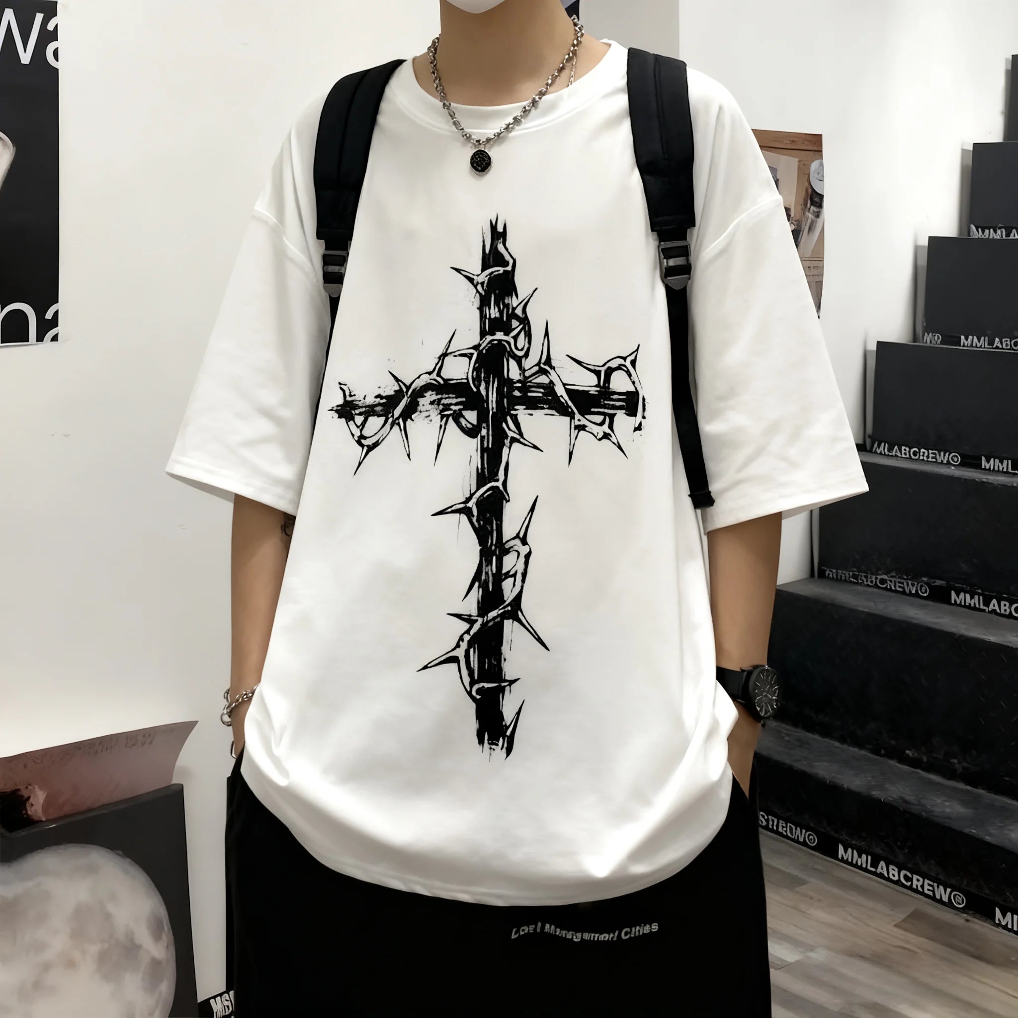 2025 Summer Oversized Tshirt Men Breathable Comfortable Dark High Street Gothic Hip-Hop Short Sleeve Tee Y2k Tops Tshirt for Men