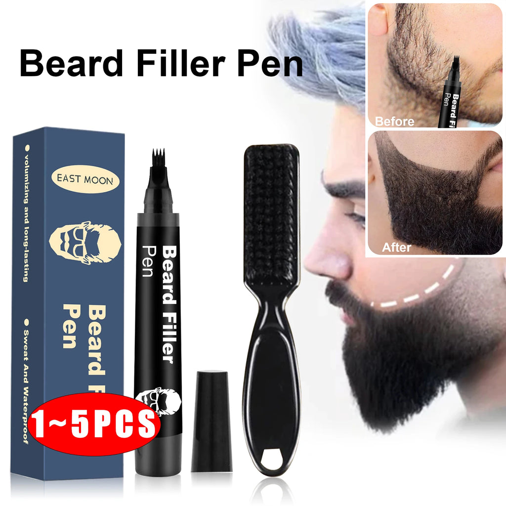 Beard Pen Filler Penci With Brush Kit Waterproof Long Lasting Repair Moustache Coloring Shaping Tools Hair Eyebrow Pencil