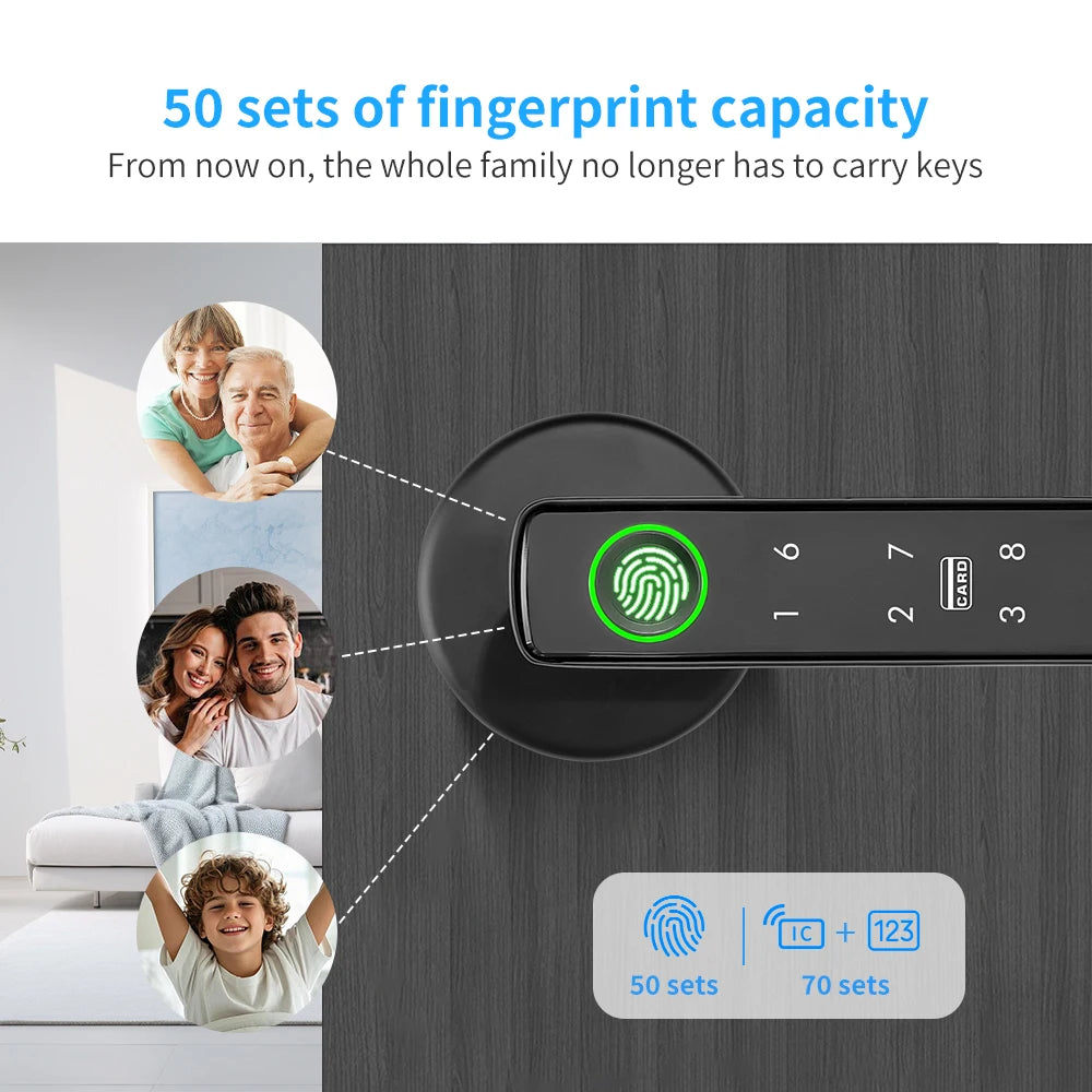Tuya Smart Door Lock Bluetooth Fingerprint Recognition Electronic Lock Smart Life Home Automation System Supports Hotel Office