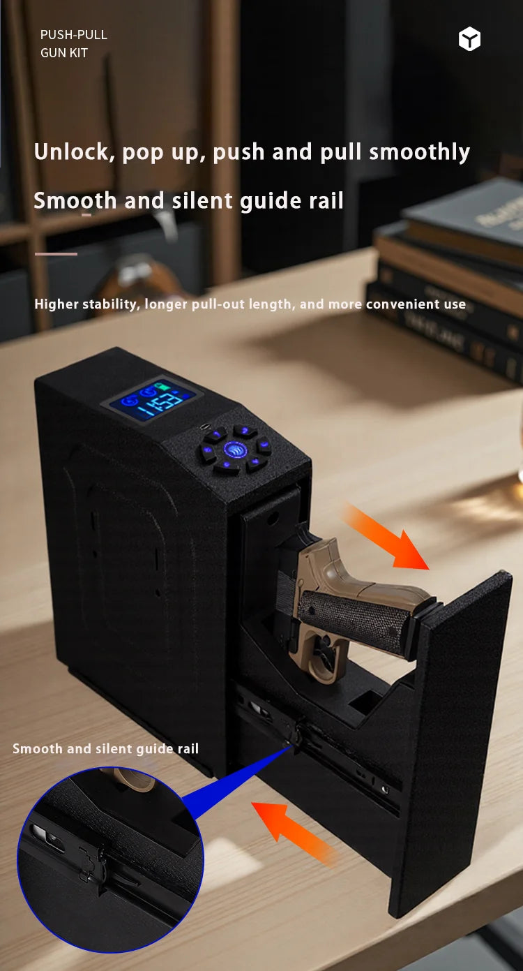 Tuya BLE Gun Safe Box Biometric Fingerprint Key Code 3-in-1 Wall Mounted Pistol Safes Box Anti theft Certified Handgun Safe