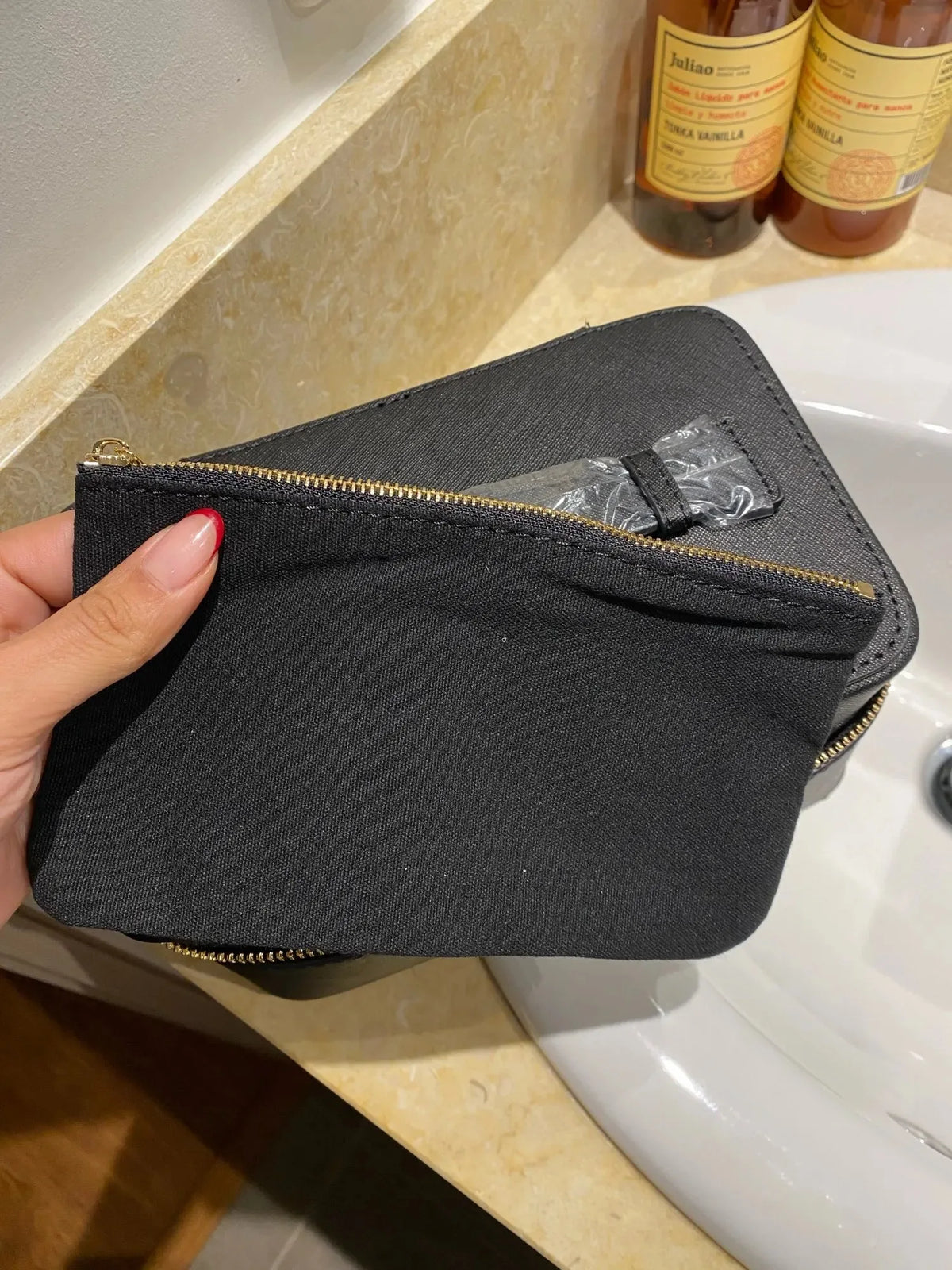 Custom Name Ladies Saffiano Split Leather Travel Toiletry Case Bag Portable Hanging Makeup Organizer Box Cosmetic Bag For Women