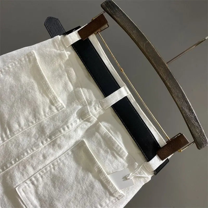 White A-word Denim Skirt Women's 2026 Summer New Slim Hip Anti-light Skirt