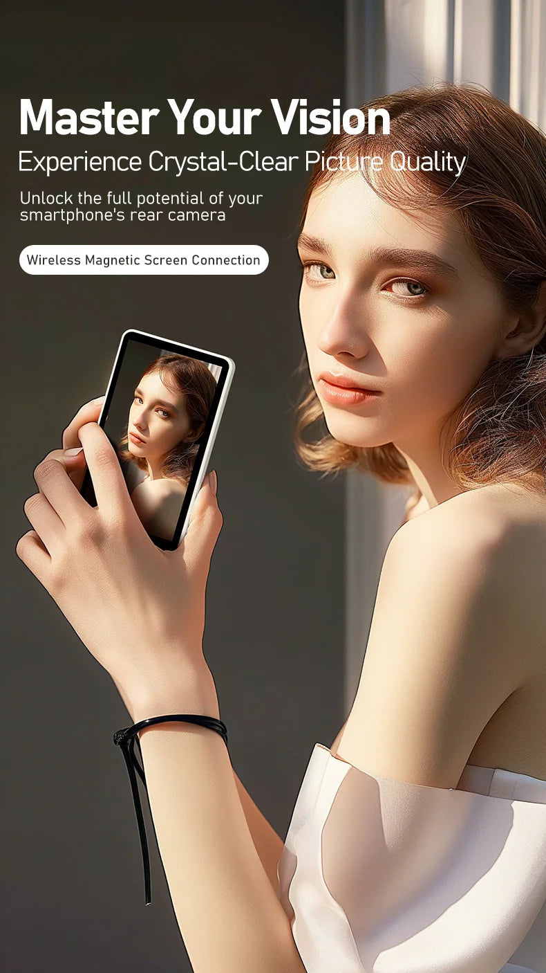 Smartphone Magnetic Monitor Screen Projector Phone Rear Camera Selfie For Vlog Live Stream Video Recording For Android iPhone