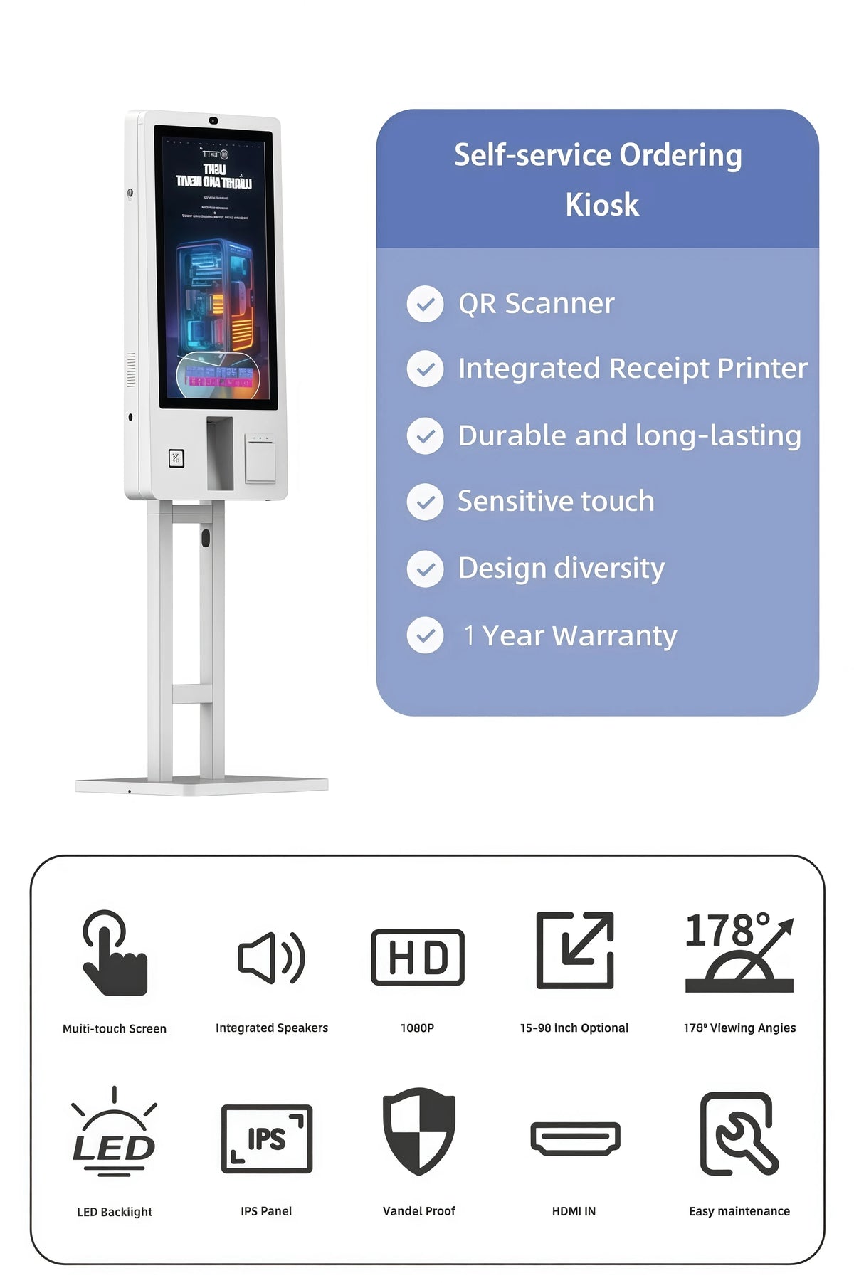 Self Ordering Kiosk Self Order Kiosk Restaurant Waterproof Order Kiosk Pos System Pay Self Service Paymentl Touch Screen