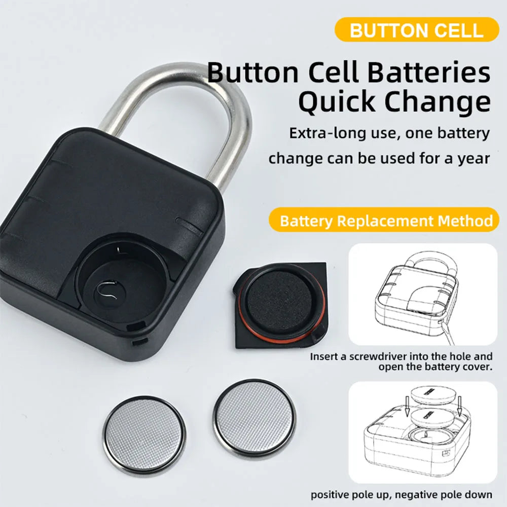 Smart Biometric Fingerprint Pad Lock Keyless Anti Theft Padlock IP67 Waterproof Home Travel Security Electronic Password Lock