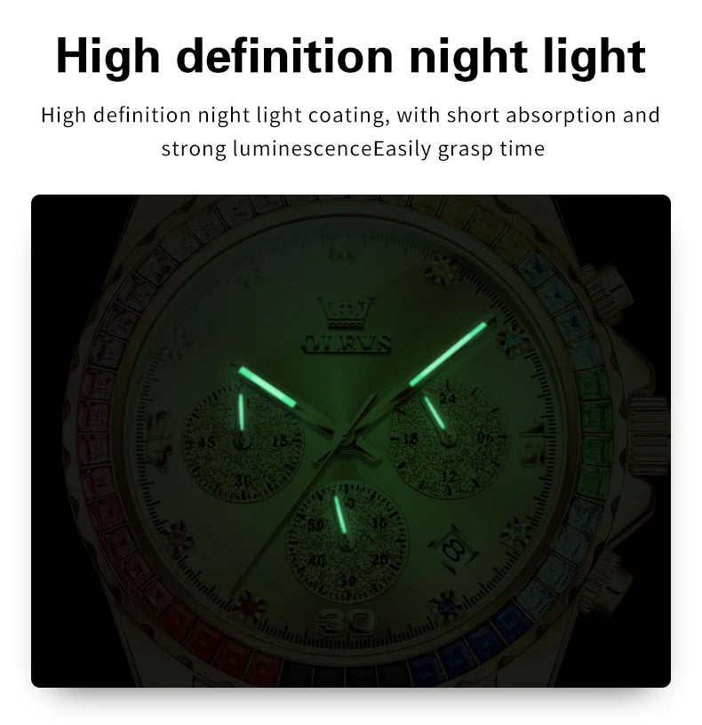 OLEVS 2939 Watches For Man Original Brand Multifunctional Quartz Watch Waterproof Luminous Stainless Steel Men Watches Reloj