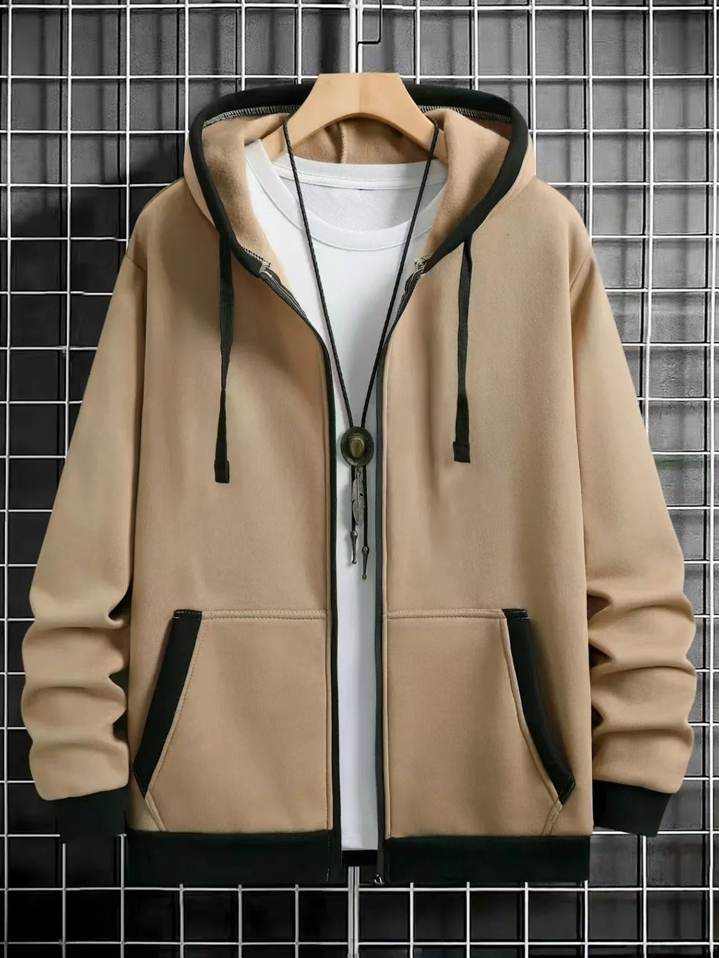 Spring and Autumn Men's Zipper Jacket Warm Windproof Hoodies Thickened Cardigan Sports Long Sleeve Sweatshirts Hooded Coat