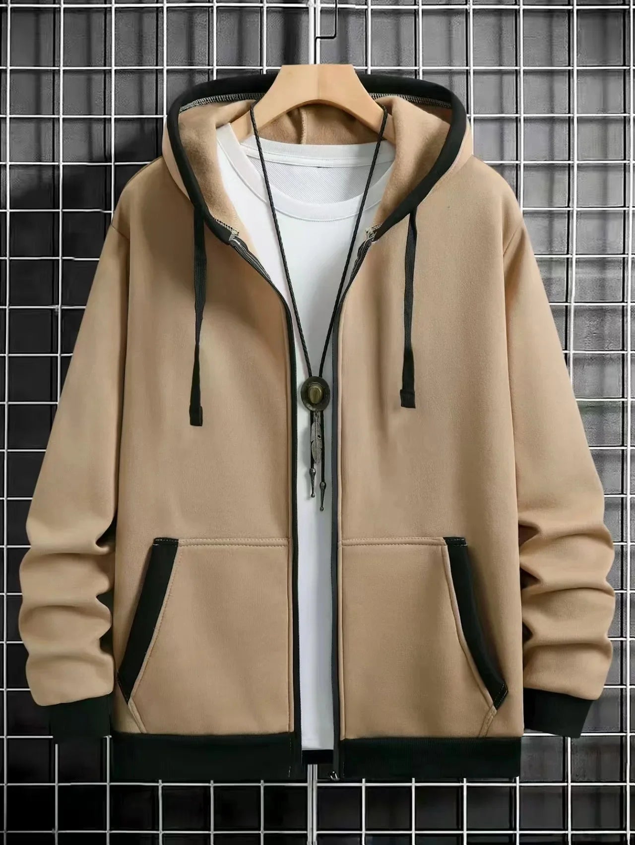 Spring and Autumn Men's Zipper Jacket Warm Windproof Hoodies Thickened Cardigan Sports Long Sleeve Sweatshirts Hooded Coat