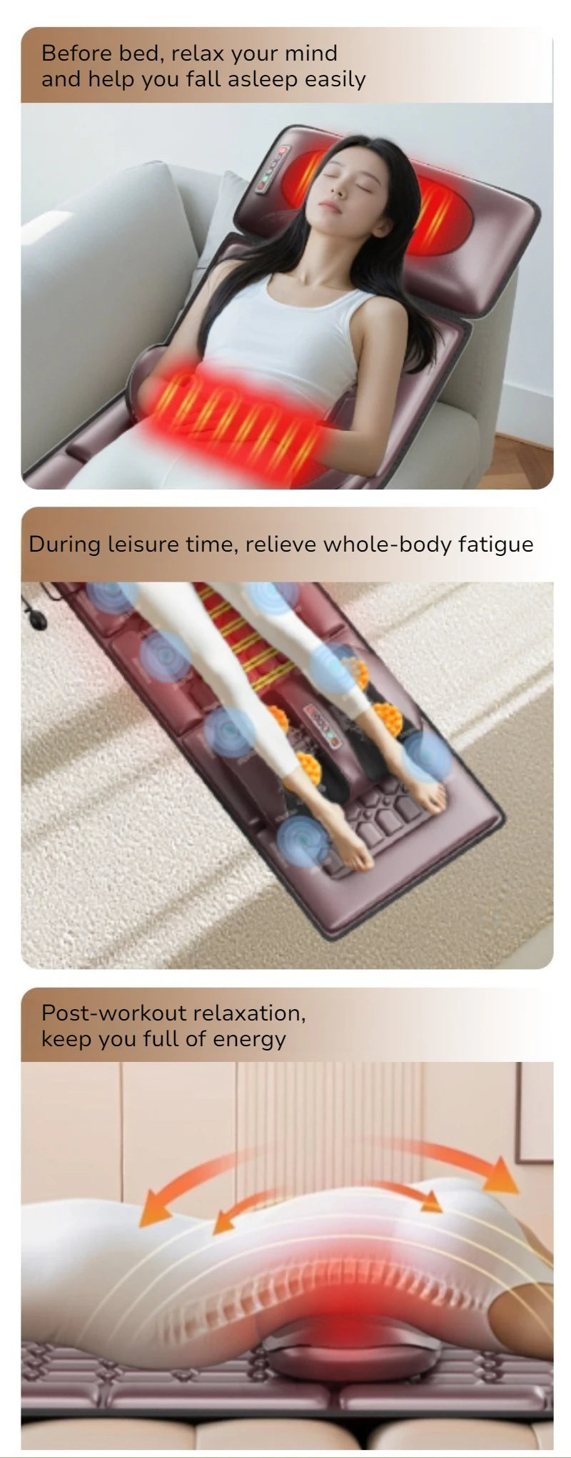 Electric Full Body Massage Mats Multifunctional High Frequency Vibration Heated Airbag Massage Cushion Relaxation Equipment