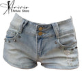 Women's Blue Denim Shorts Y2K American High Street Harajuku Aesthetic 2000s Style Sexy 90S Retro Jeans Shorts Clothing 2025 New