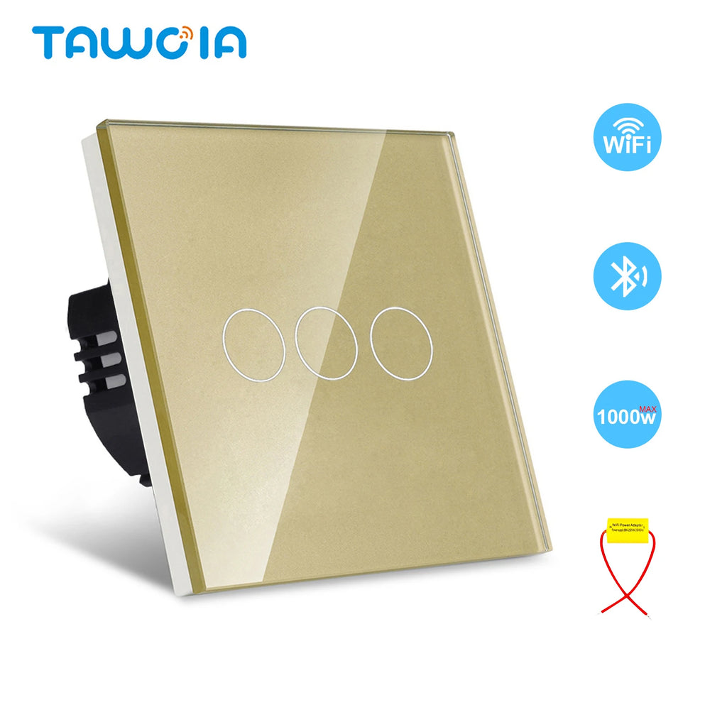 TAWOIA Wifi Touch Light Switches 1/2/3/4Gang Smart Wall Switch Tuya Smart Life Alexa Voice Control With Capacitor L/N1000W