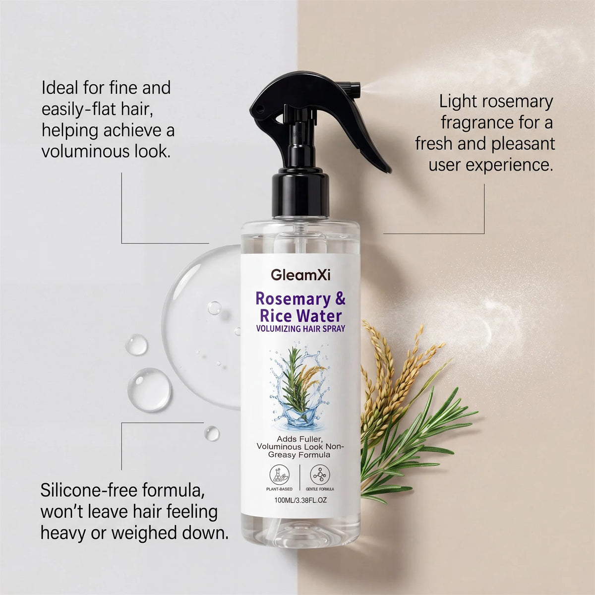 Rosemary Rice Water Hair Spray Hair Serum Smooth Hair Smooth Hair Nourish Hair Roots Hair Serum Suitable for All Types