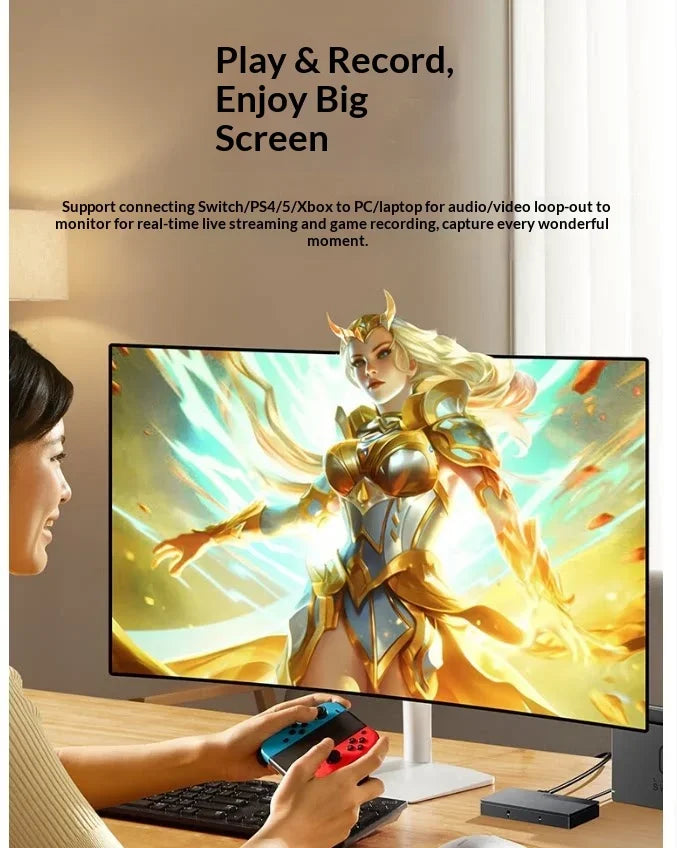 UGREEN CM630 15390 4K 60Hz HDMI Video Capture Card 1080P 60fps USB C Recording Loop Out with Mic Headset