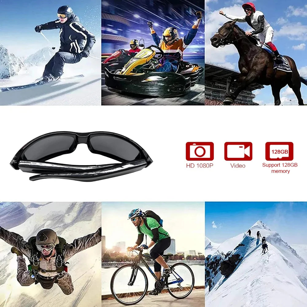 HD 1080P Mini Camcorder Glasses Camera For  For Driving Polarized Sunglasses Sports Camera Driving Cycling Video Recorder