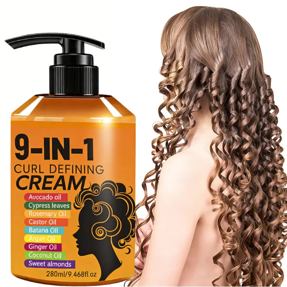 280ml Curly Hair Styling Cream, Moisturizing and Smoothing Formula, Enhances the Elasticity and Shine of Curly Hair, Easy to Set