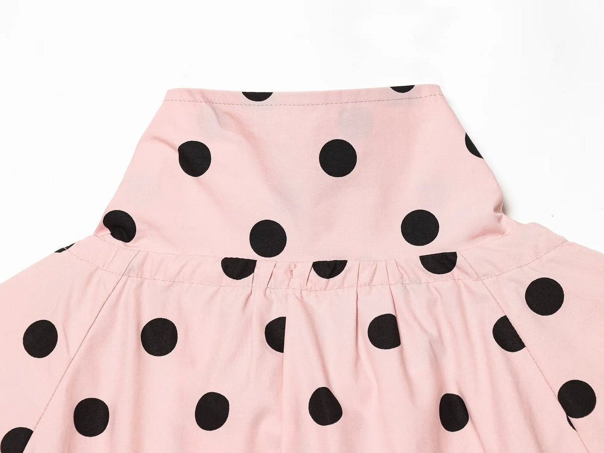KONDALA Vintage Pink Polka Dot Pink Women Elegant Shirt Fashion 2026 Single Breasted Shirt Chic Night Party Fall Female Blouse