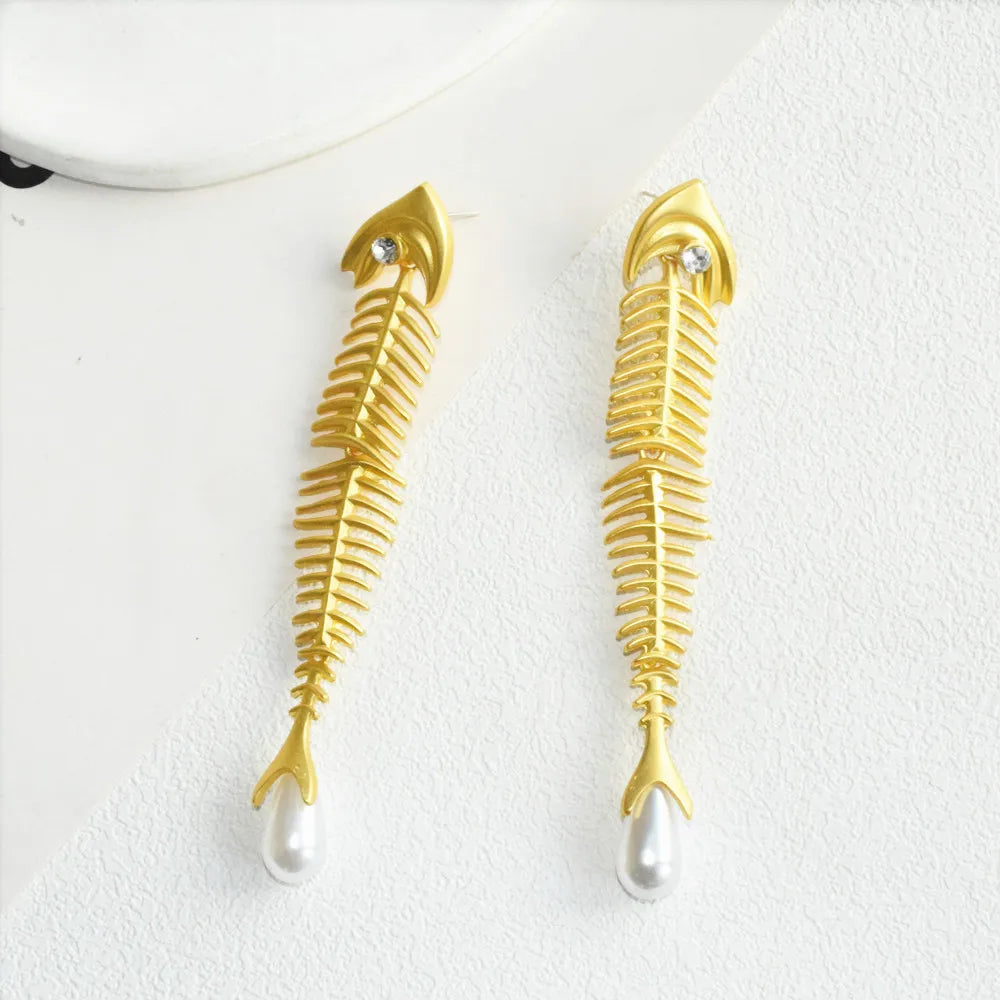 Novelty Design Alloy Big Fish Bone Pendant Choker Necklace For Women Fashion Jewelry Exaggerated Brand Show Statement Necklace