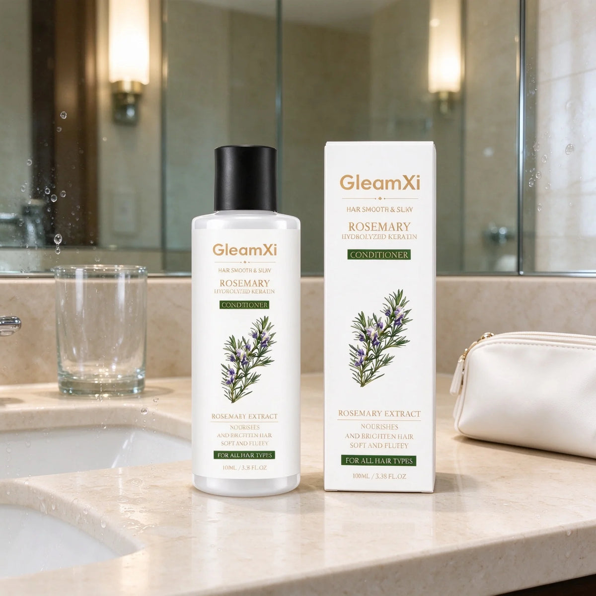 GleamXi Rosemary Hair Hydrolyzed Keratin Conditioner Anti Frizz Repair Split Ends Nourish Dry Damage Hair Smoothing Conditioner