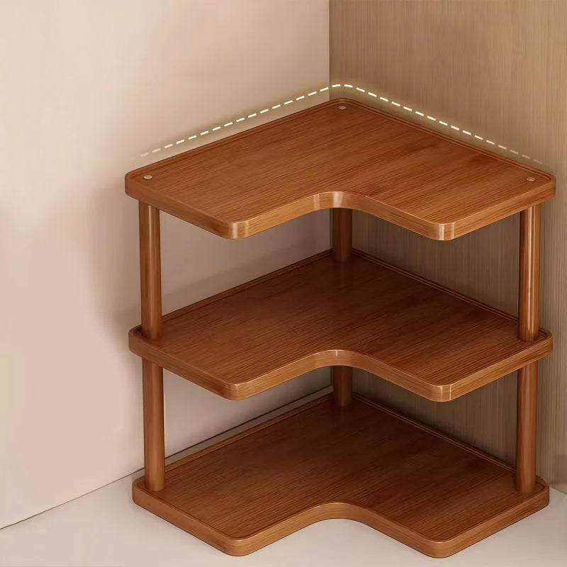 Versatile 2-Tier Wooden Storage Rack for Kitchen&Tea Room-Countertop Organizer with Decorative Desktop Multi-layer Storage Rack