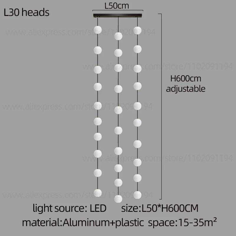 Stairs Modern Chandelier Loft Duplex Living Room Hotel Lobby Long Pendant Nordic Home Decorative Lighting Ball Long Line Pendant