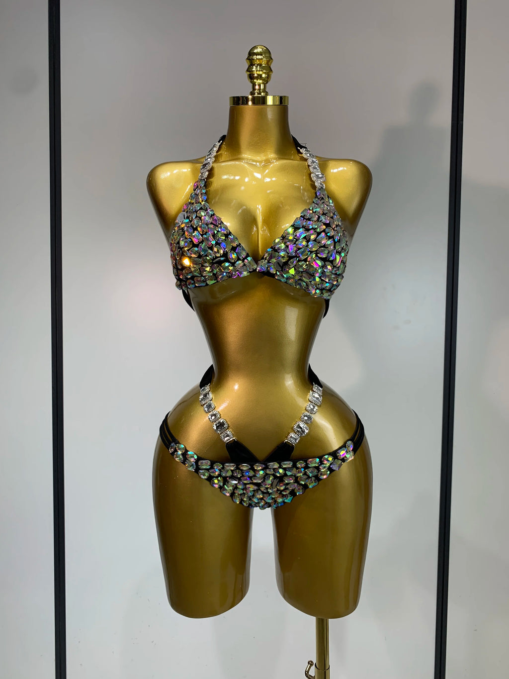 Newest Crystal Bikini Swimwear Fashion Bar Bikini Blingbling Swimwear Bikini Popular Bathingsuit Bikini Nightclub Stage Outfit