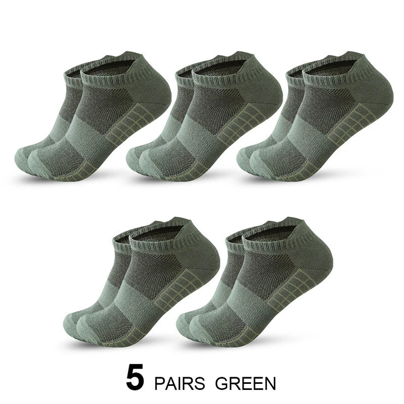 5 Pairs Short Socks Men Sports Running Socks Man Athletic Fitness Comfortable Mesh Casual Breathable Ankle Socks Black EU 38-45
