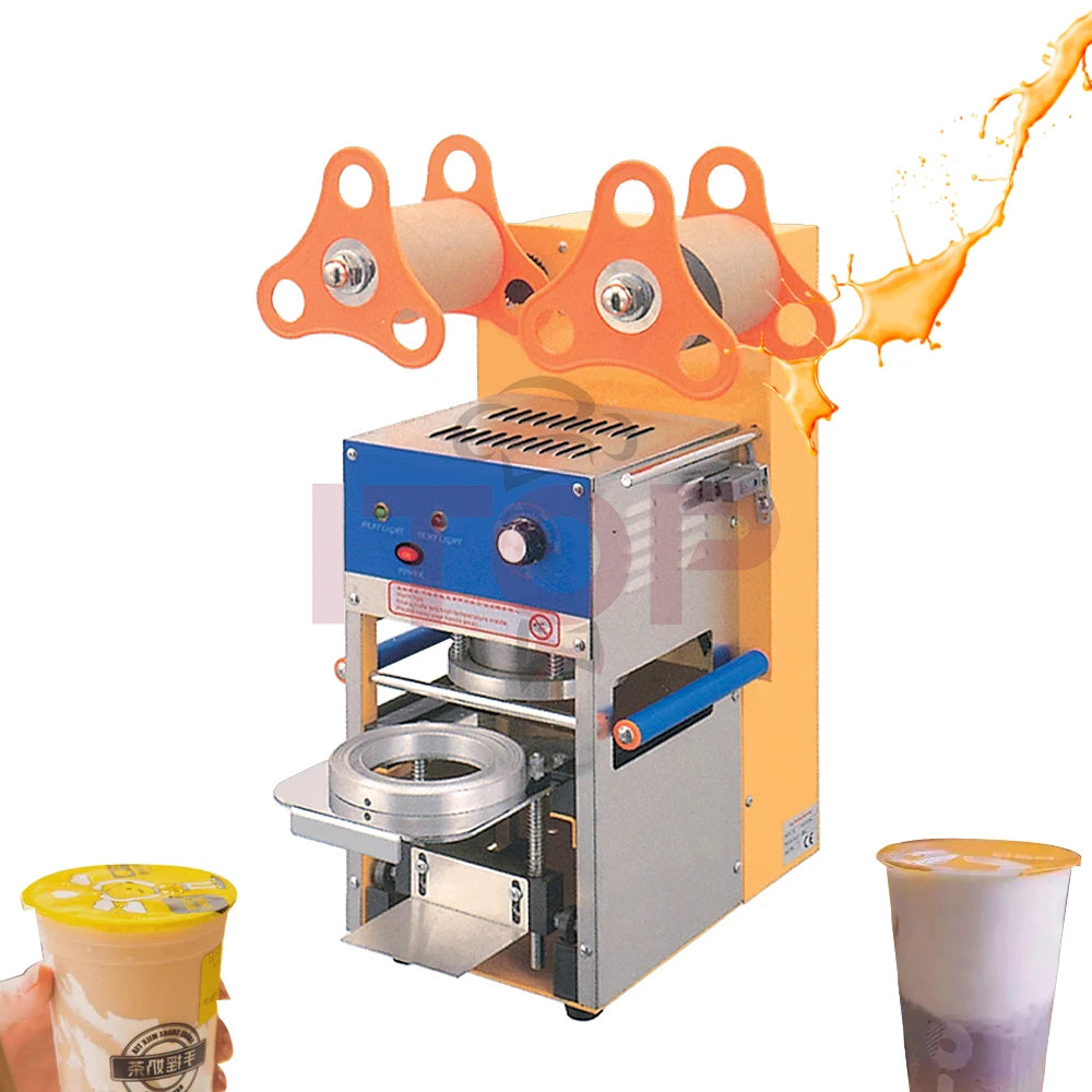 Automatic 400-600 Cups Per Hour Bubble Tea Cup Sealer Machine  Digital Full Drink Disposable Cup Sealer Making Machine