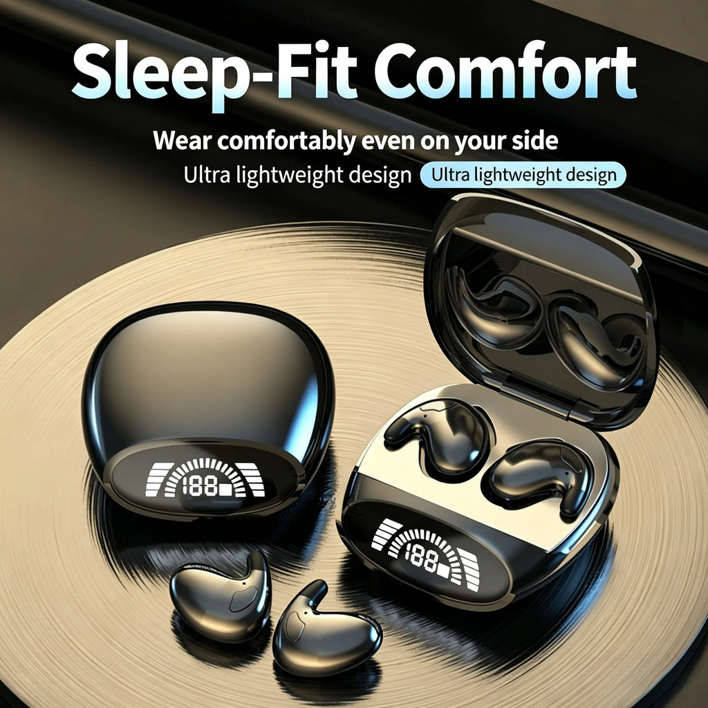 Ultra Thin Cloud-Fit Invisible Earphones Ergonomic Lightweight Earbuds Comfortable for Side Sleeping Smooth Wearing with HD Mic