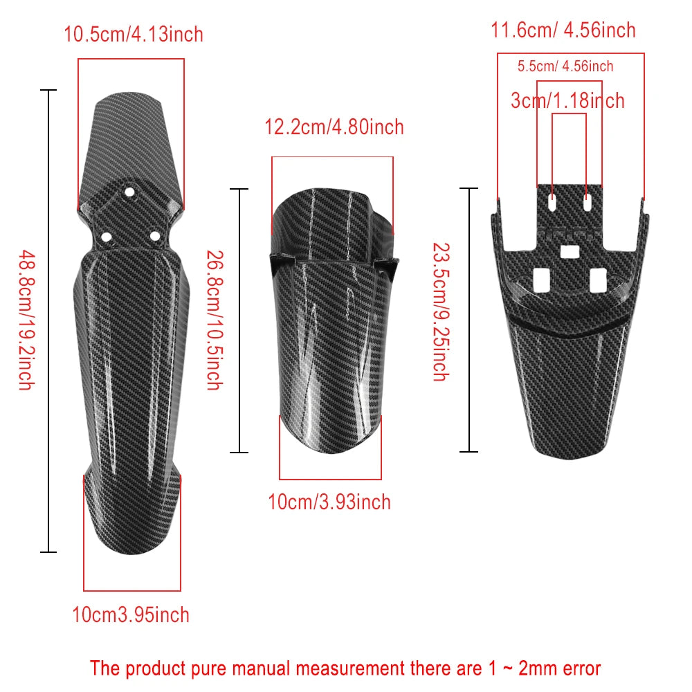 For Segway X260 X160 Carbon Fiber Front Rear Fender Mudguard Set for Sur‑Ron Light Bee X Light Bee S Electric Dirt Bike Parts